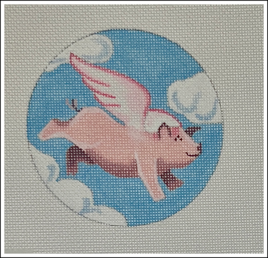 Flying Pig w/ Clouds Christmas Round by Pepperberry Designs
